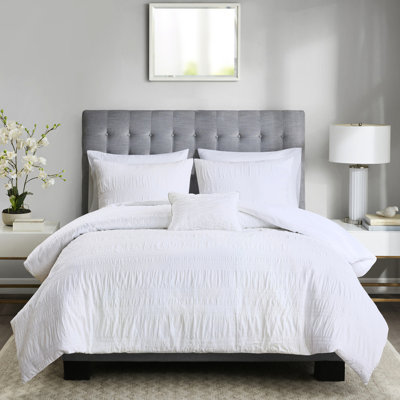Housse de couette 100% coton - très grand / très grand, housse de couette texturée blanche 4 pièces pour très grand lit