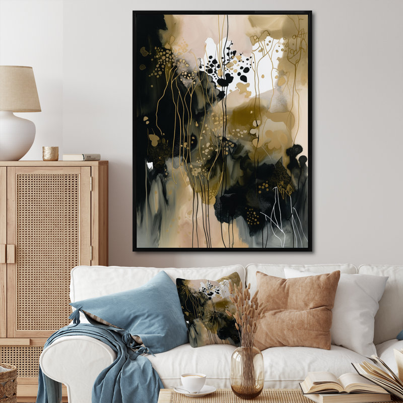 " Black Chaos I ", 24" W x 32" H, Black Floater Framed
