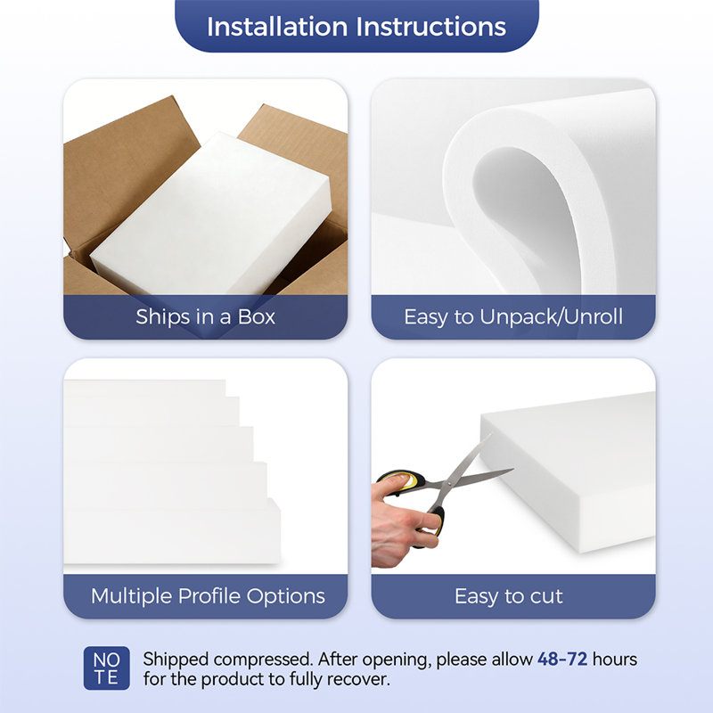 High-Density Foam Cushion Replacement Pad - 24x24x[Thickness] Inch Custom Cut Foam for Sofa, Dining Chair, Boat & Bay Window (5 Thickness Options)