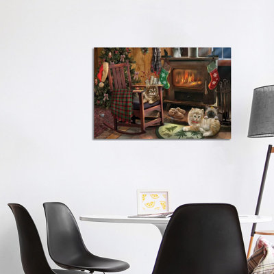 Fireside Kitties - Wrapped Canvas Print