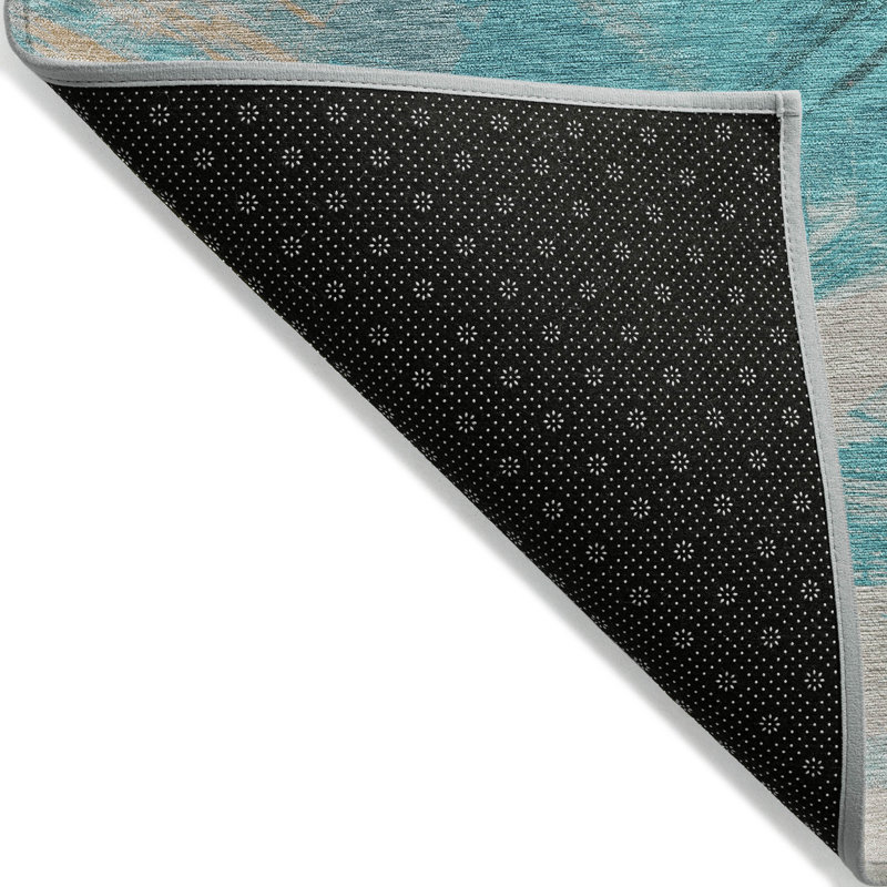 Teal Flat Woven Synthetic 8' x 10' Washable Rug