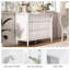 Commode 6 tiroirs avec rangement, large commode pour chambre de bébé, blanc