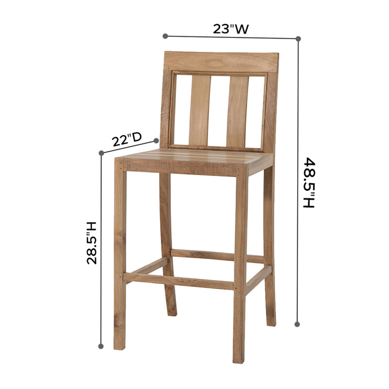 Chatsworth Outdoor Teak Armless Barstool (Set of 2), Antique Beige