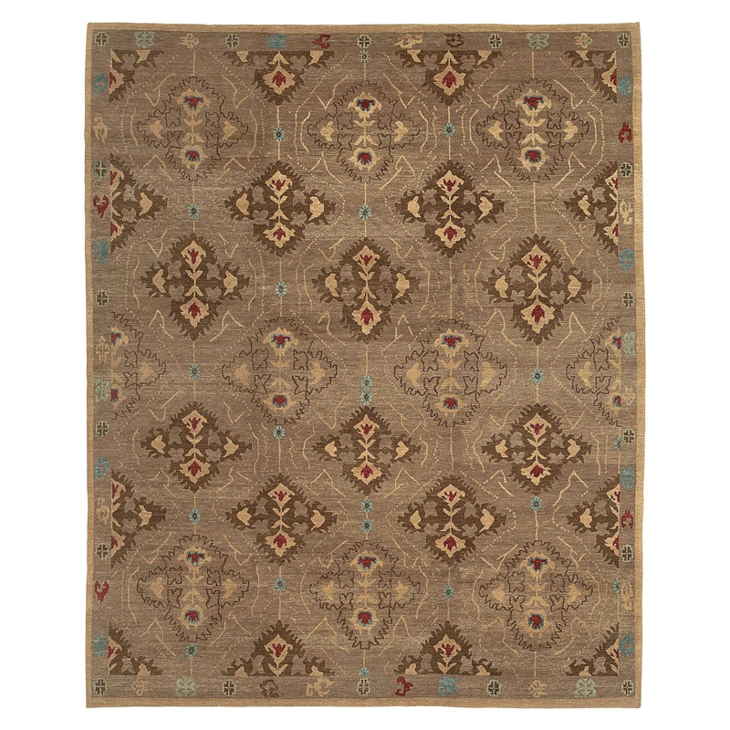 Samkara Wool Oriental Area Rug in Brown/Taupe, Rectangle 12' x 16'