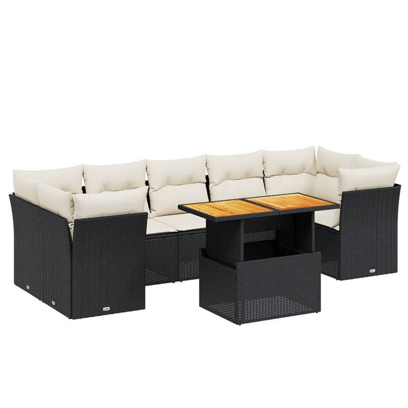Ensemble de canapé de jardin Vidaxl, Noir