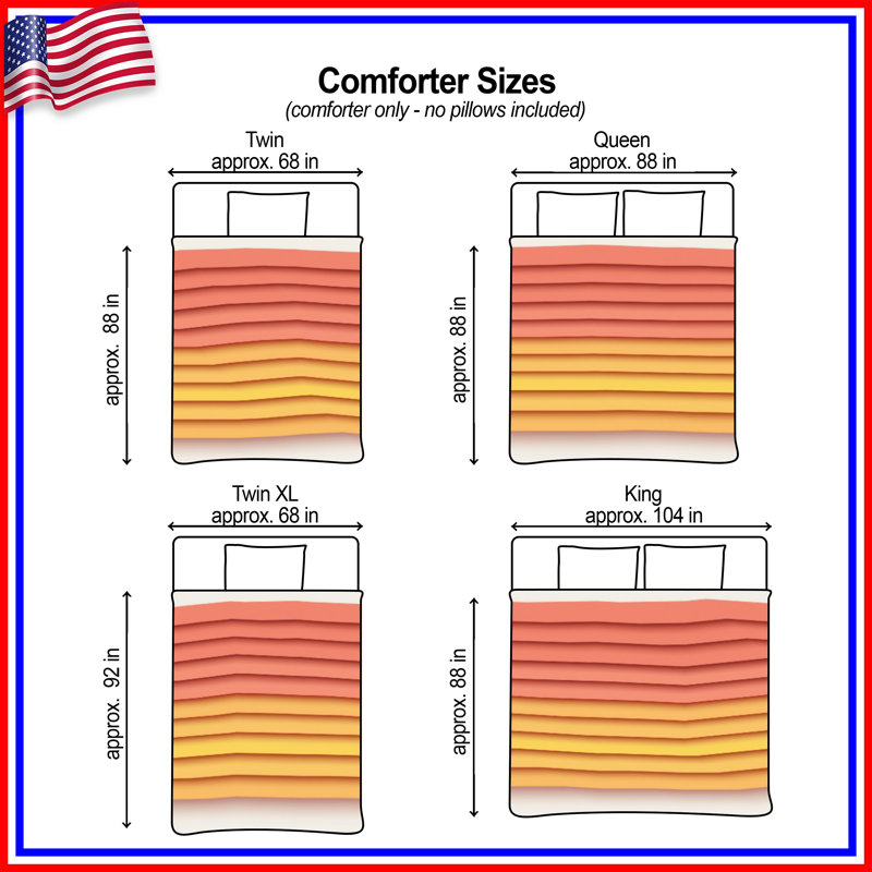 Red Yellow Horizontal Stripes Comforter, Twin Extra Long