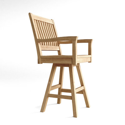 Apollonia 29" Teak Patio Bar Stool by Arlmont & Co.