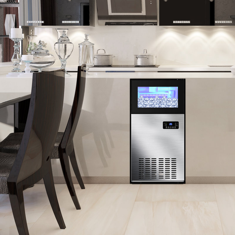 160 lb. Daily Production Stainless Steel Undercounter/Freestanding Ice Maker with Clear Cube Ice, Stainless Steel