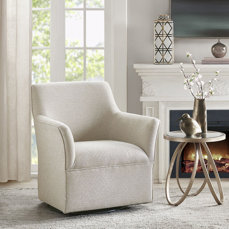 Fauteuil demi-tonneau pivotant de 30,75 po de largeur Tallahassee, Tissu crème