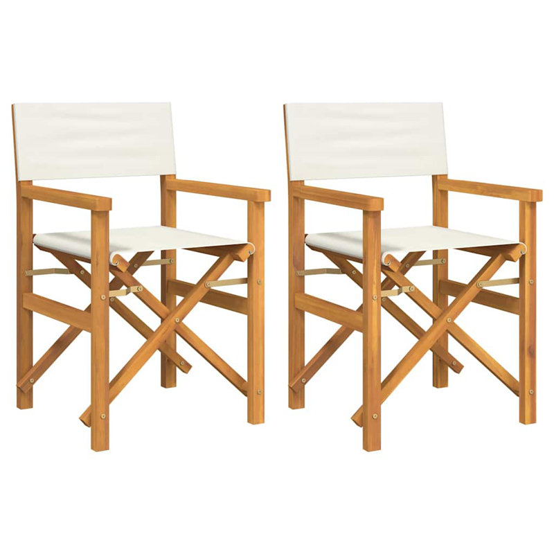 Ensemble de 2 chaises de réalisateur, bois de teck, polyester, Crème