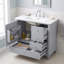 Meuble-lavabo autoportant de 91 cm (36 po) en bois massif et MDF gris avec lavabo en céramique intégré et rangement-547769124-547769130