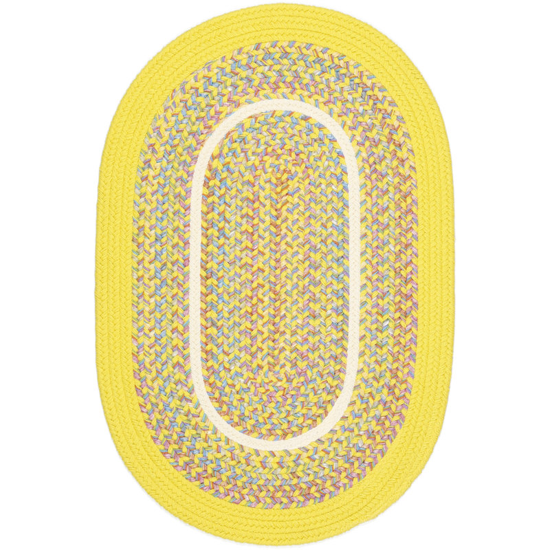 Tapis bleu / jaune Pavel, Ovale 8 pi x 11 pi