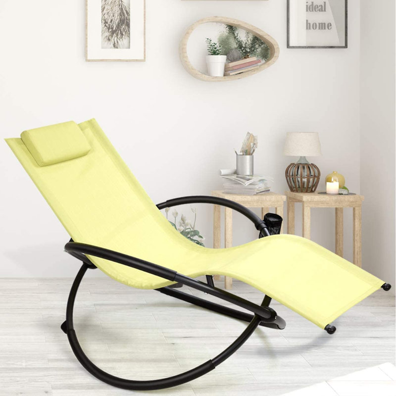 Godmond 74cm Long Single Chaise with Cushions, Yellow