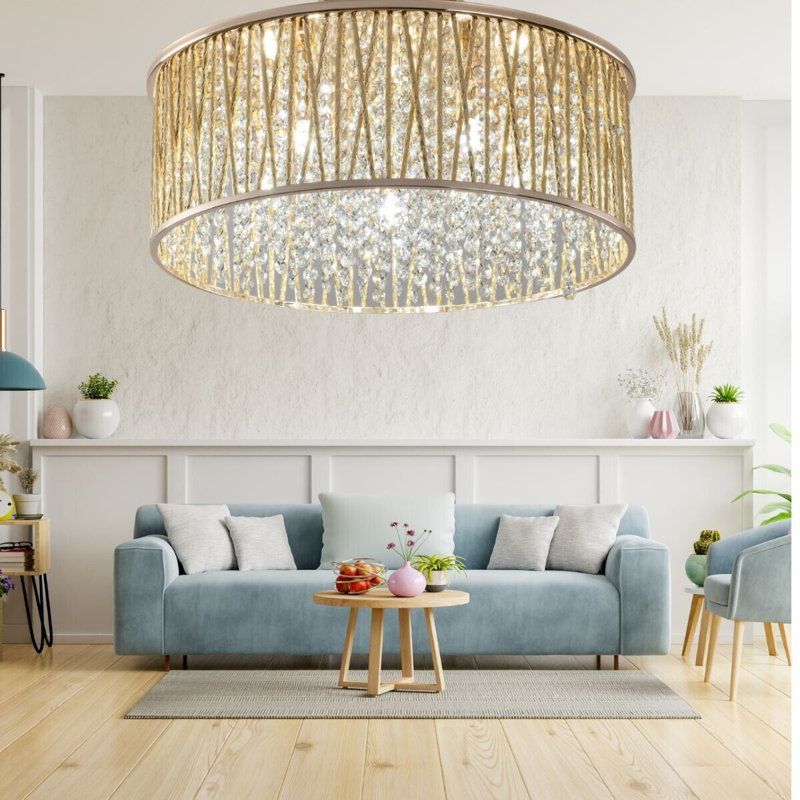 Barrile Glass Flush Mount, Gold