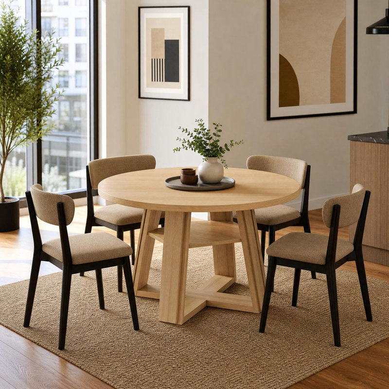 Table de salle à manger 43 po Modern Modern, Natural Wood / Beige