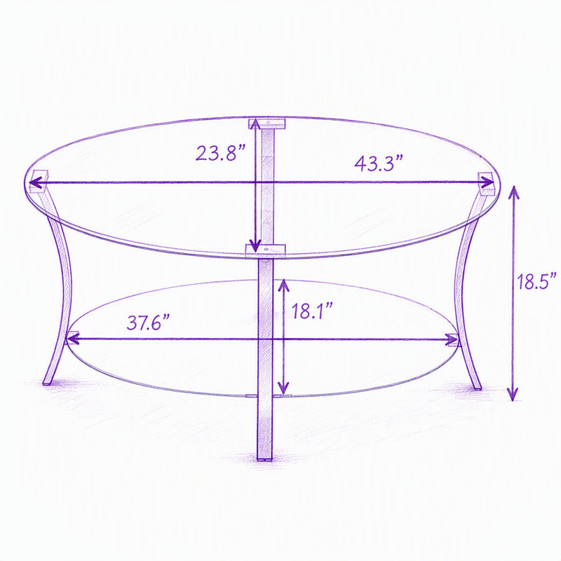 Glass Top Single Coffee Table, Clear Glass