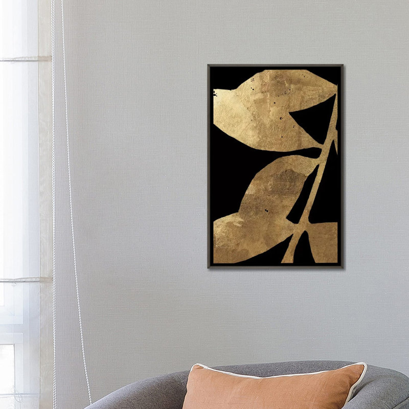« Doré II »-impression d’art graphique, H 26 po x l 18 po x 1,5 po, Toile encadrée de bois rustique foncé