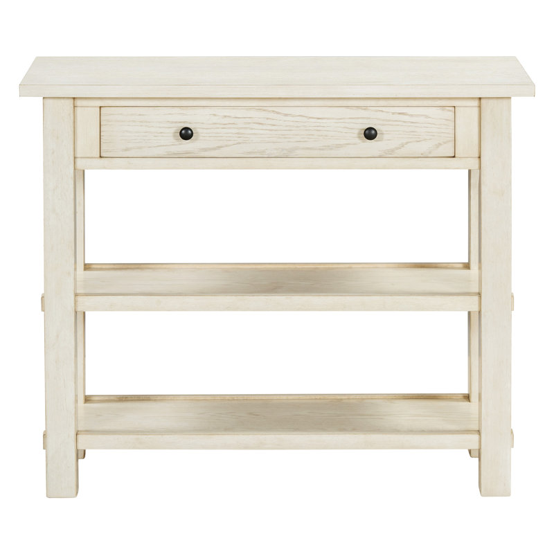 Retro Console Table with Drawer and Two Sturdy Shelves for Entryway, Living Room, Gray Wash