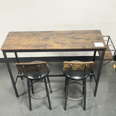 Table de bar brun rustique, 2 tabourets avec siège pour pu et pour petits espaces, ensemble brun et chaise, solution compacte