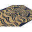 Rug & Kilim’S Contemporary Tiger Skin Runner Rug In Navy Blue & Gold Pictorial