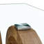 Une table basse rectangulaire moderne et tendance avec un plateau en verre trempé et des pieds en grain de bois. Convient au salon