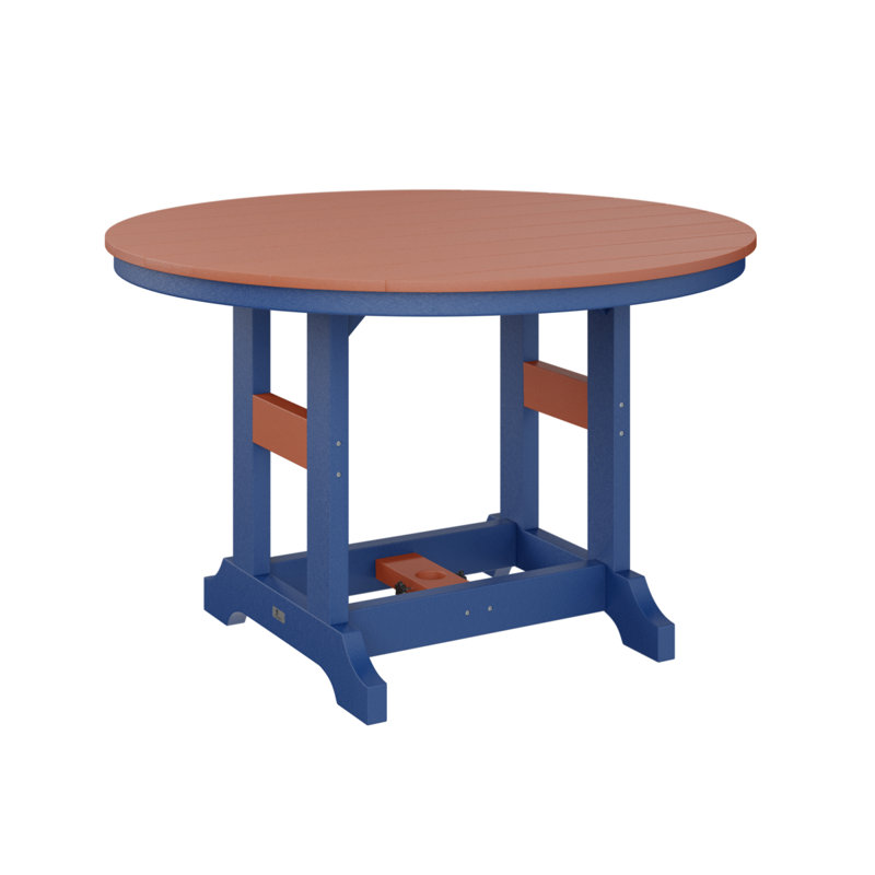 Garden Classic Outdoor Round Bar Table, Pacific Blue, Mango Orange