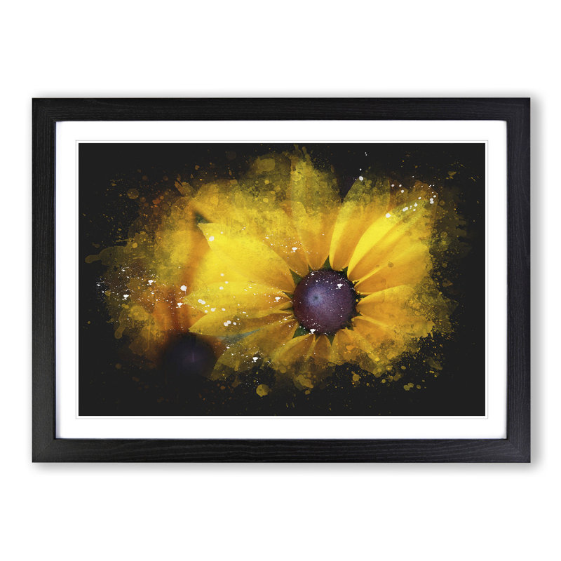 Yellow Coneflowers - Picture Frame Painting Print, 62cm H x 87cm W x 2cm D, Black Framed