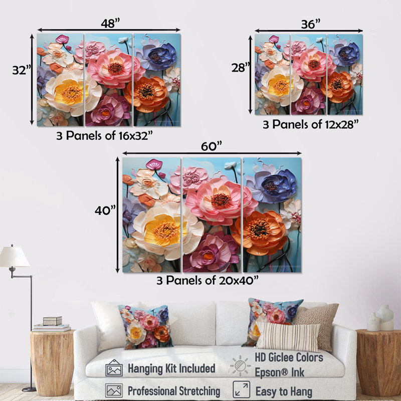«Flower Field Of Ranunculus», impression d'art mural, H 32 po x l 48 po x P 1 po