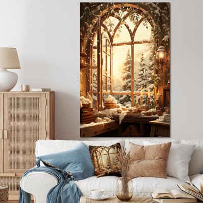 Christmas Winter window view I - Winter Landscape Canvas Prints