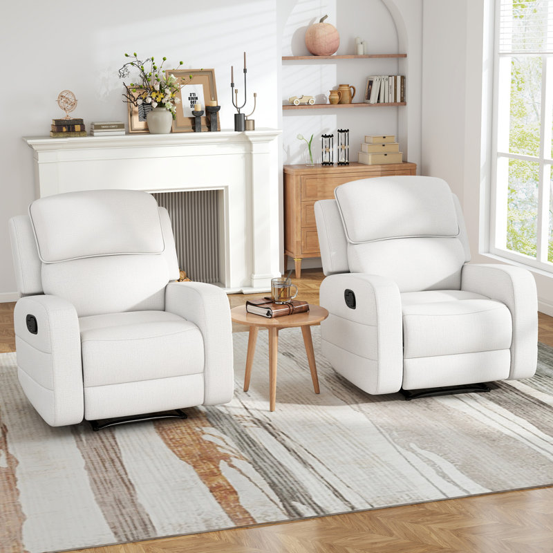 Fauteuil inclinable manuel moderne et rembourré de 34,3 po de largeur (ensemble de 2)