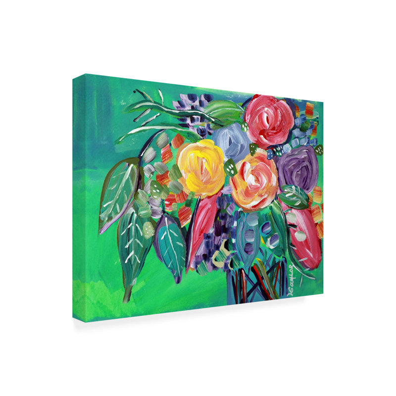«Pretty Flowers in Vase» par Laura Gaylor Art - impression sur toile tendue, H 35 po x l 47 po x P 2 po