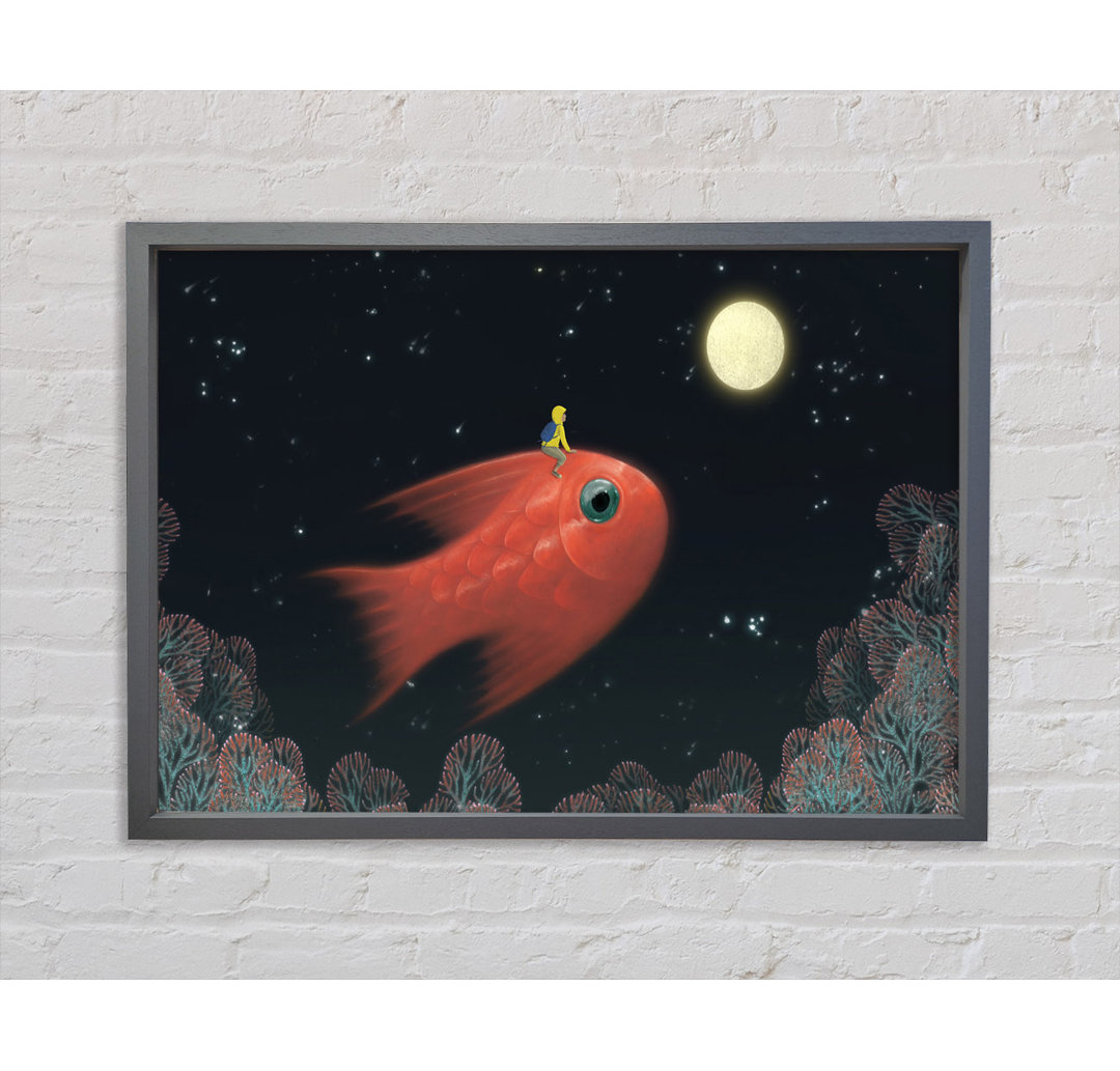 Riding The Goldfish - Einzelner Bilderrahmen Kunstdrucke auf Leinwand