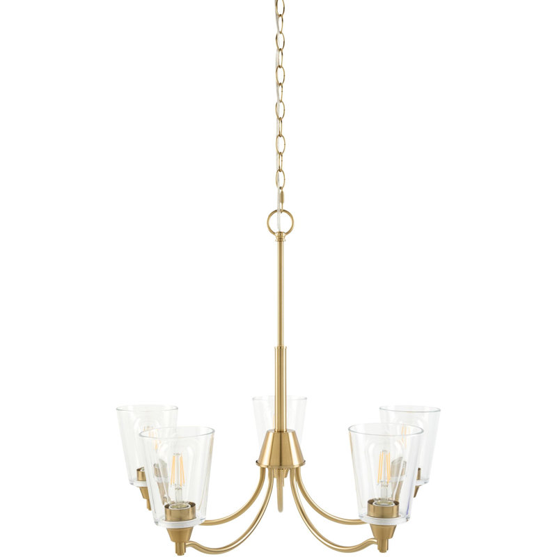 Lustre Yueva, Clair, Brass, 5 lumières