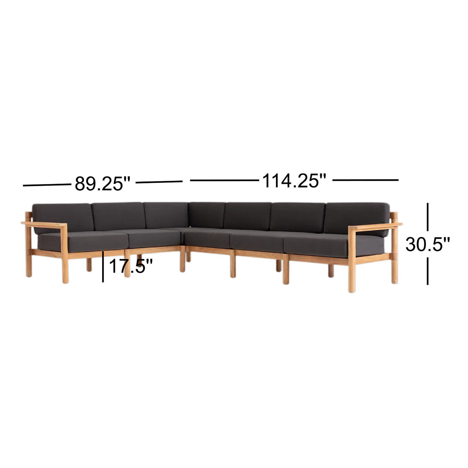 Haven 114" Sunbrella® Patio Sofa, Sunbrella Coal