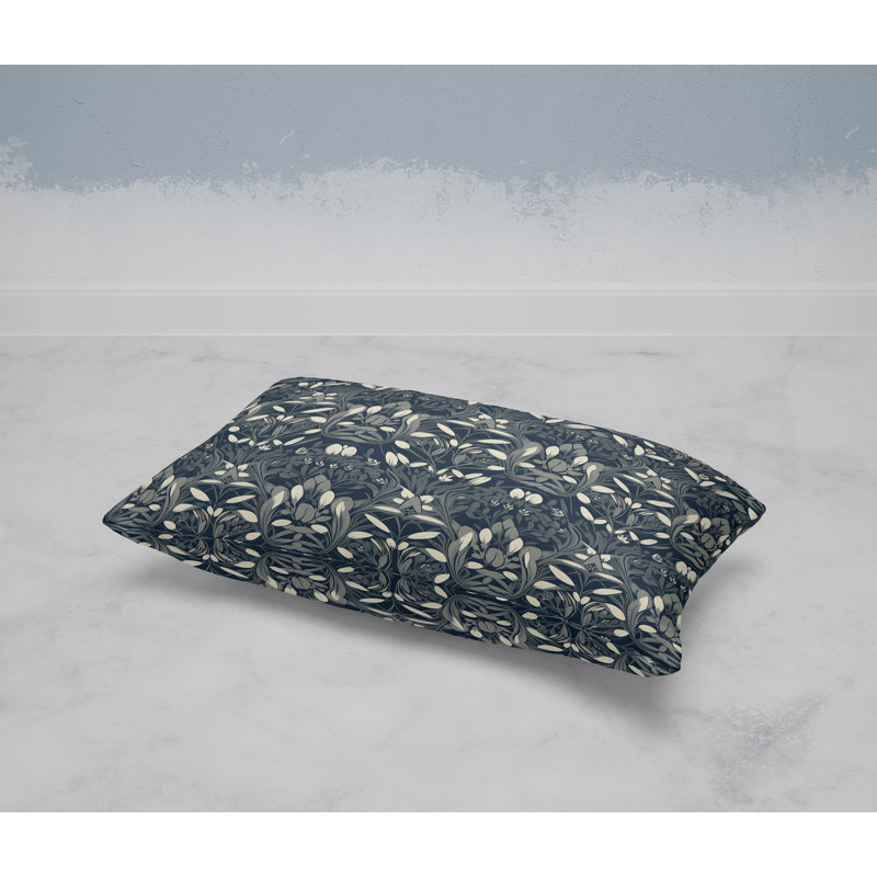Petal Pathways  Rectangular Throw Pillow, Green/Beige
