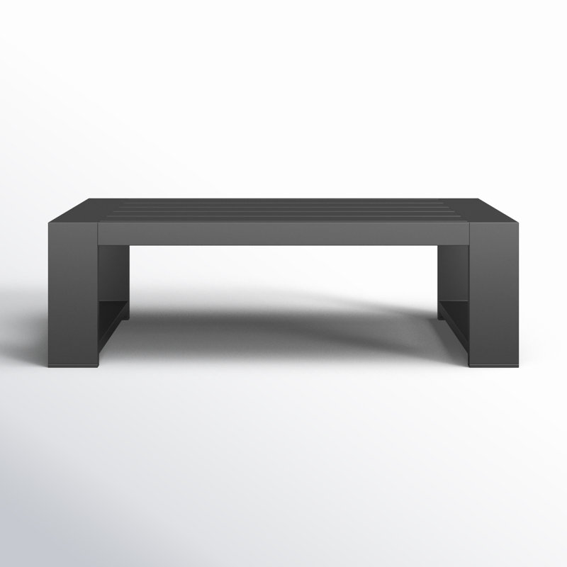 Hoyt 47.25” Outdoor Aluminum Coffee Table, Silver Gray