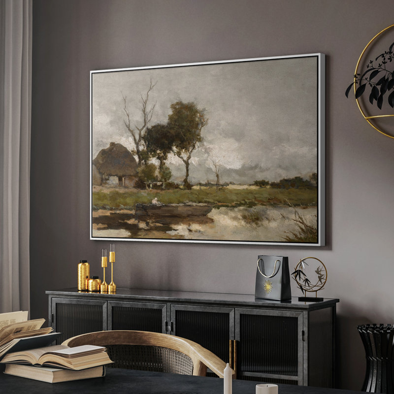 Paysage rétro - MLV III - Toile tendue avec châssis, H 25 po x l 37 po x P 2 po, Toile encadrée flottée blanche