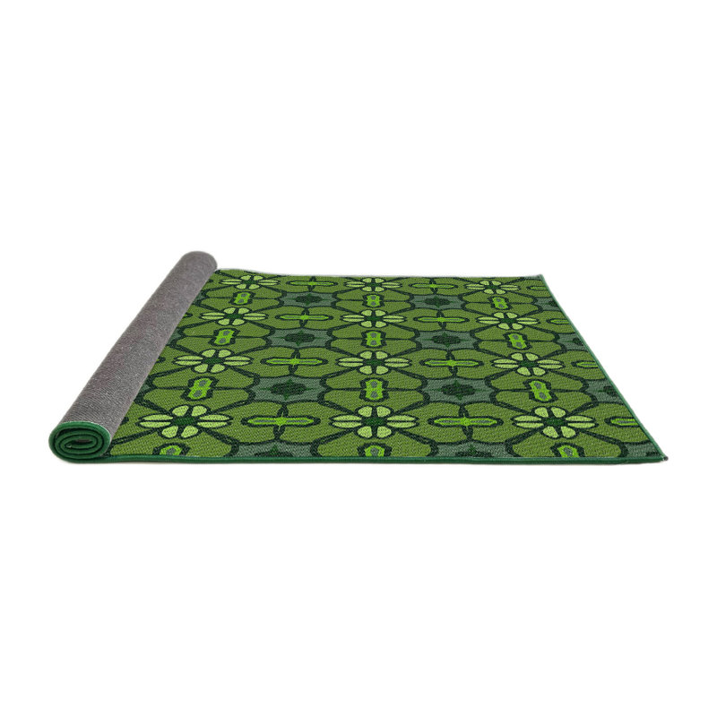 Tapis décoratif vert géométrique, Rond 6 pi