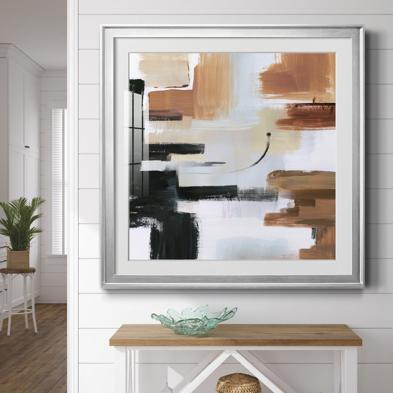 Plateau de montagne - peinture encadrée, Papier avec cadre argenté, H 26,5 po x l 26,5 po x P 1,5 po