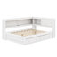 Lit de jour à DEL en bois avec tablettes de rangement, ports USB et tiroirs de rangement-129171292