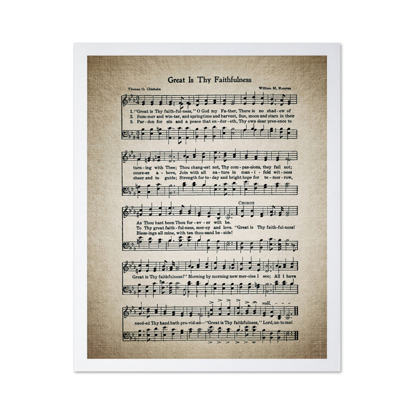 Great Is Thy Faithfulness, feuille d'hymnes No2, Poster, 24"H x 32"W, White Framed