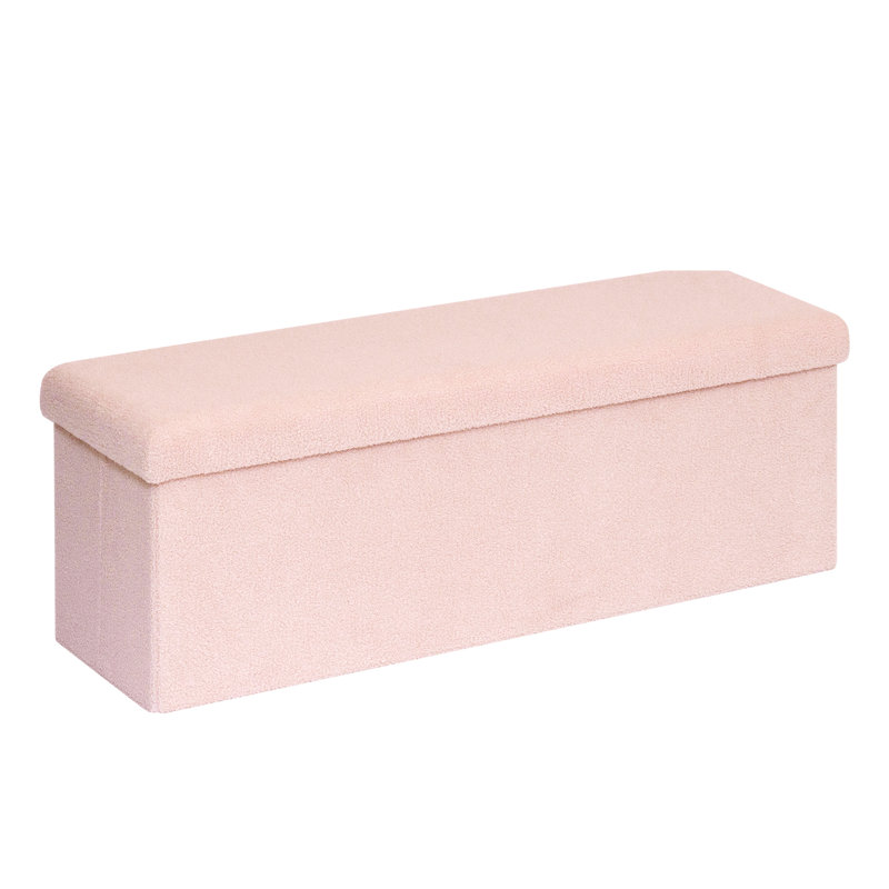 Ottoman with Storage for Living Room, Sherpa Folding Storage Ottoman Foot Rest, Collapsible Bedroom Bench Storage Foldable Boucle Ottoman Bench, Faux Teddy Fur
