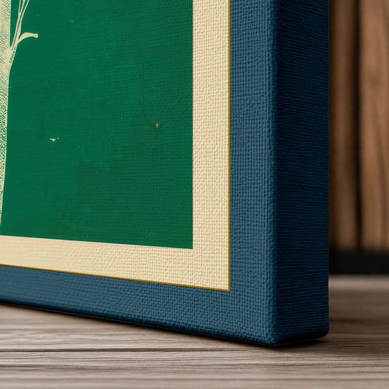 Cream Carnation Study Botanical - Wrapped Canvas, 24x16 - 61.0 x 40.6 cm, Teal Border