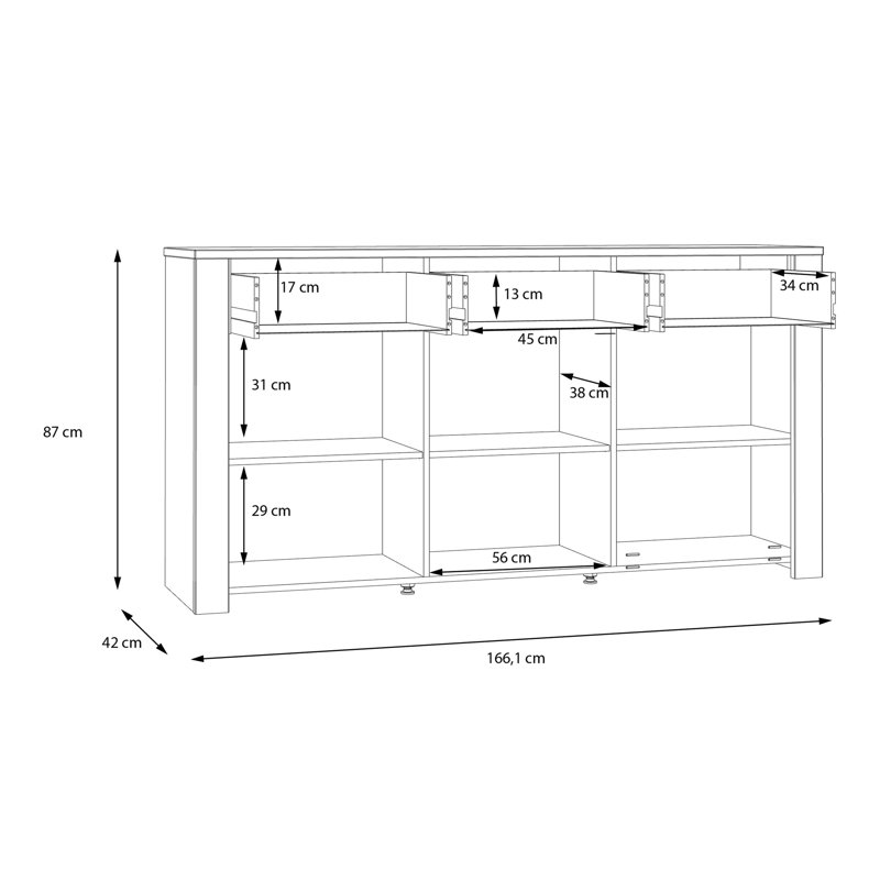 Whiteley 166cm Sideboard, Oak/White