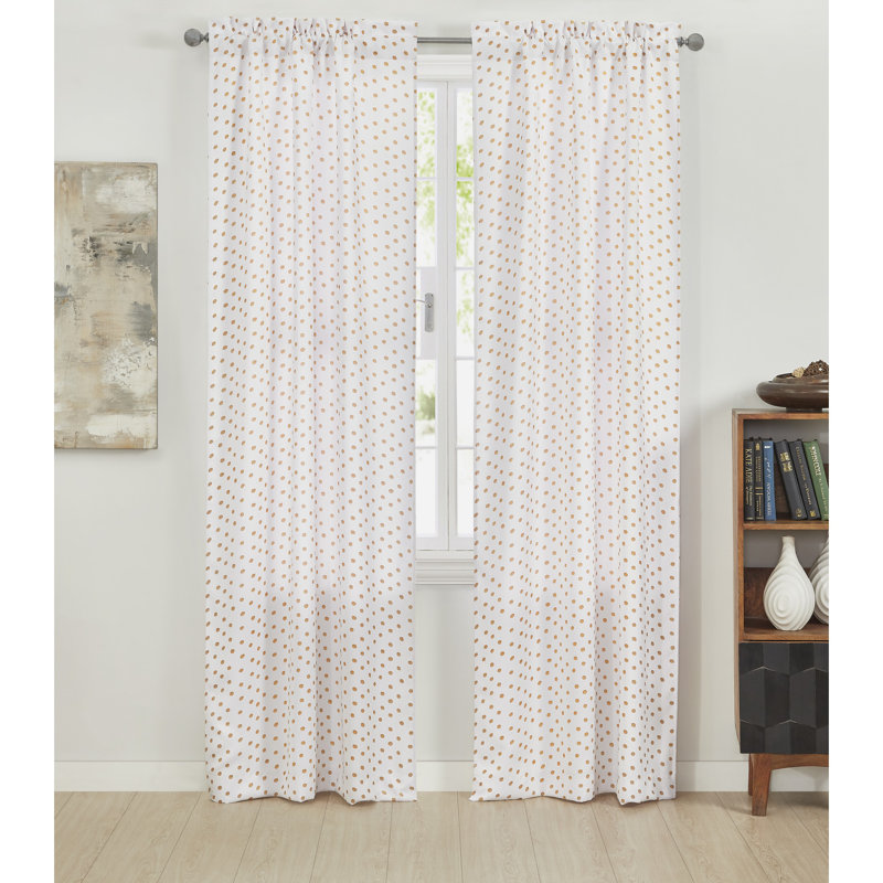 Ensemble de rideaux 2 pièces avec passe-tringle Dots, 38 po x 95 po, Blanc