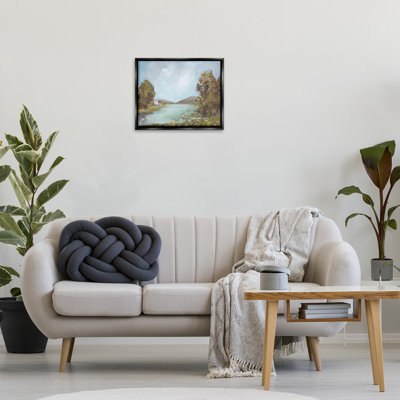 Cadre flottant Distant Cottage Across River, design par Amanda Hilburn
