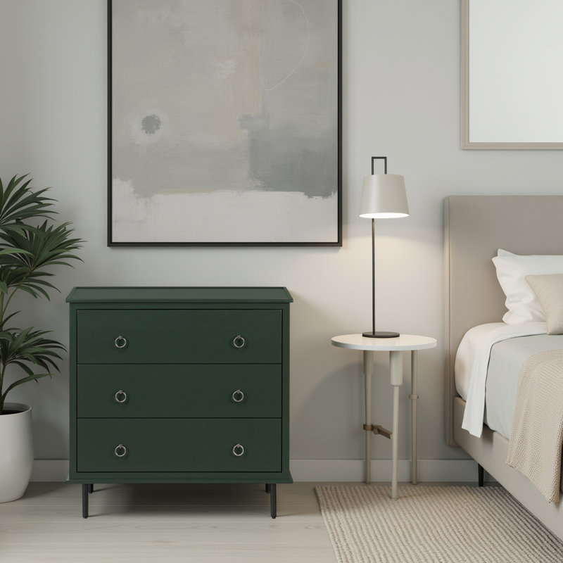 Shillington 3 DRAWER NIGHTSTAND, Deep Green