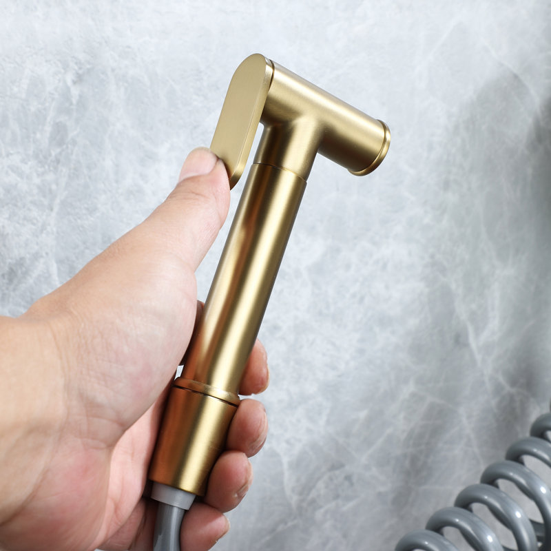 Elongated Hand Held Bidet, Brushed Gold