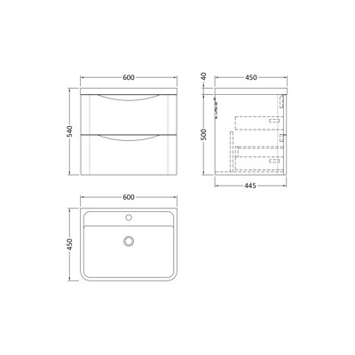 Lunar 600mm Single Bathroom Vanity with Integrated Polymarble Basin
