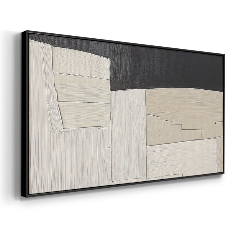 Série abstraite-DCLXVIII- Toile tendue avec châssis tendue, prête à être accrochée, Noir, H 21 po x l 41 po